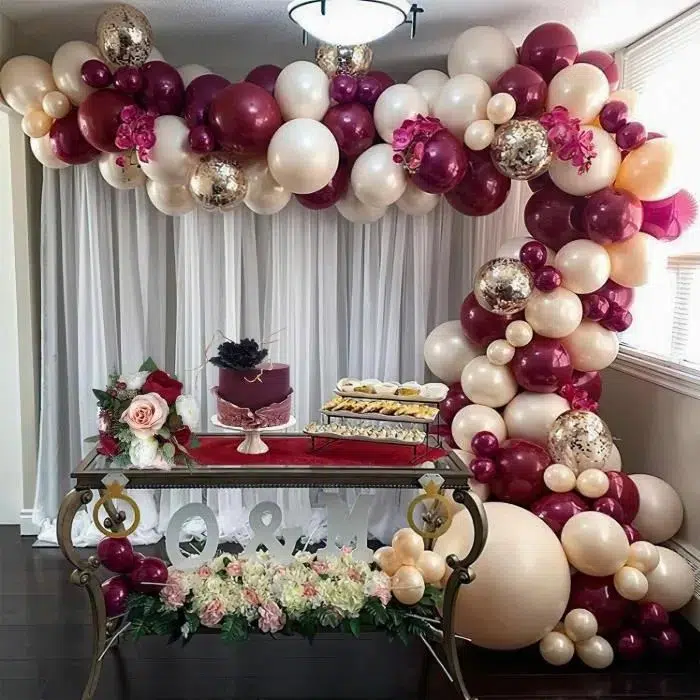 102pcs wine red gold confetti balloons garland arc 5 11zon