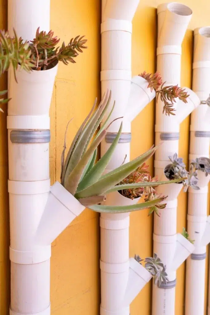 8 أفكار لاخفاء مواسير السباكة الخارجية والداخلية بأناقة 18 comment reutiliser un tuyau en pvc au jardin creer jardin vertical succulentes fraises autres 14 11zon