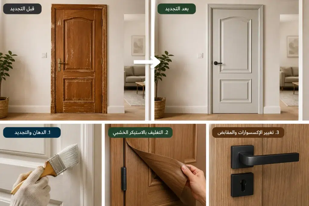 تجديد الأبواب القديمة بدون تغييرها