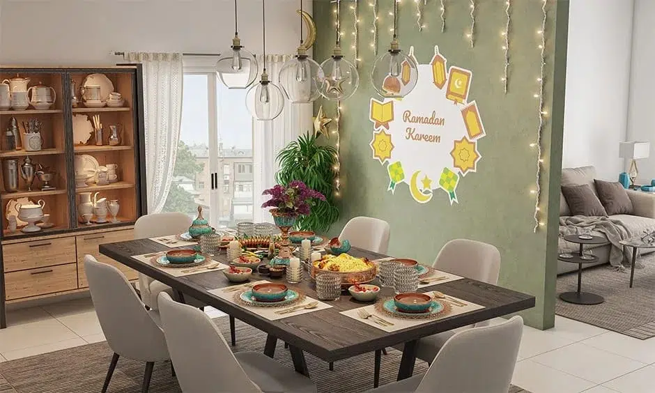 أفكار مميزة لتزيين طاولة الطعام في عيد الفطر والأضحى 9 eid milad un nabi decoration for dining area 14 11zon