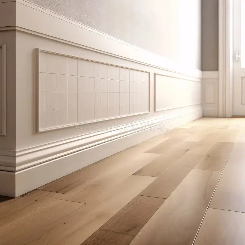 اكتشف كيفية اختيار نعلة الجدار وتأثيرها على الديكور الداخلي 6 minimalistic style room parquet floor paneling baseboard molding natural wood panels minimalistic style room 279629515 28 11zon