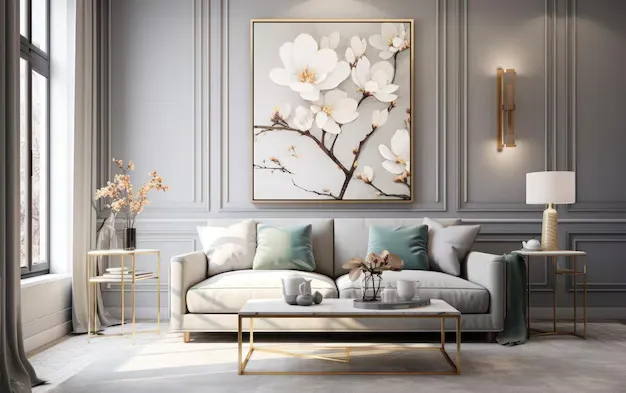 زوم حول تأثير اللون الرمادي في الديكور والألوان 11 الأكثر ملاءمة 2 salon moderne minimaliste decoration interieure fond gris 975188 31101 42 11zon