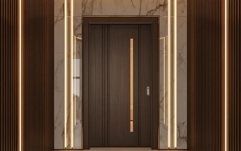 10 أفكار مبتكرة لتزيين باب المنزل من الخارج في المناسبات مع نصائح عملية للشقق العصرية 18 A luxury apartment door design